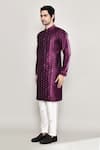 Arihant Rai Sinha_Wine Art Silk Embroidered Mirror Kurta And Pant Set _at_Aza_Fashions