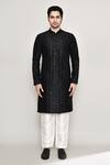 Buy_Arihant Rai Sinha_Black Silk Mirrors Straight Embroidered Kurta And Pant Set _Online_at_Aza_Fashions