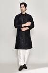 Shop_Arihant Rai Sinha_Black Silk Mirrors Straight Embroidered Kurta And Pant Set 