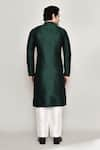 Shop_Arihant Rai Sinha_Green Kurta Handloom Silk Embroidered Mirror Band Collar Straight And Pant Set _at_Aza_Fashions