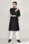 Buy_Arihant Rai Sinha_Black Kurta Handloom Silk Embroidered Sequin Work And Pant Set _at_Aza_Fashions