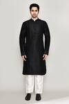Buy_Arihant Rai Sinha_Black Kurta Handloom Silk Embroidered Sequin Work And Pant Set _Online_at_Aza_Fashions