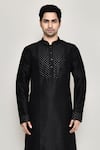 Shop_Arihant Rai Sinha_Black Kurta Handloom Silk Embroidered Sequin Work And Pant Set _Online_at_Aza_Fashions