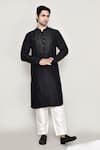 Shop_Arihant Rai Sinha_Black Kurta Handloom Silk Embroidered Sequin Work And Pant Set 