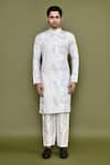 Buy_Arihant Rai Sinha_Blue Cotton, Silk Sequins Printed Embroidered Kurta And Pant Set _Online_at_Aza_Fashions