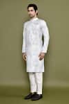 Arihant Rai Sinha_Blue Cotton, Silk Sequins Printed Embroidered Kurta And Pant Set _at_Aza_Fashions