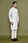 Buy_Arihant Rai Sinha_Blue Cotton, Silk Sequins Printed Embroidered Kurta And Pant Set 