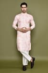 Buy_Arihant Rai Sinha_Pink Kurta Cotton Printed Abstract Sequin Embroidered And Pant Set _at_Aza_Fashions