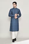 Buy_Arihant Rai Sinha_Blue Cotton, Silk Embroidery Bandhani Jaal Print Kurta With Pant _at_Aza_Fashions