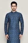 Buy_Arihant Rai Sinha_Blue Cotton, Silk Embroidery Bandhani Jaal Print Kurta With Pant _Online_at_Aza_Fashions