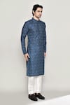 Arihant Rai Sinha_Blue Cotton, Silk Embroidery Bandhani Jaal Print Kurta With Pant _at_Aza_Fashions