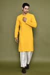 Buy_Arihant Rai Sinha_Yellow Rayon Cotton Embroidery Chikankari Floret Jaal Kurta With Pant _at_Aza_Fashions