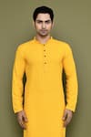 Buy_Arihant Rai Sinha_Yellow Rayon Cotton Embroidery Chikankari Floret Jaal Kurta With Pant _Online_at_Aza_Fashions