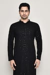 Buy_Arihant Rai Sinha_Black Rayon Cotton Embroidery Chikankari Phool Jaal Kurta With Pant _Online_at_Aza_Fashions