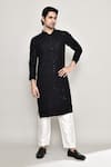 Buy_Arihant Rai Sinha_Black Rayon Cotton Embroidery Chikankari Phool Jaal Kurta With Pant 