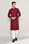 Buy_Arihant Rai Sinha_Maroon Rayon Cotton Embroidery Chikankari Flower Jaal Kurta With Pant _at_Aza_Fashions