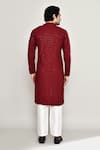 Shop_Arihant Rai Sinha_Maroon Rayon Cotton Embroidery Chikankari Flower Jaal Kurta With Pant _at_Aza_Fashions