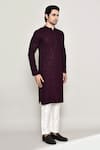 Arihant Rai Sinha_Wine Rayon Cotton Embroidery Chikankari Floral Jaal Kurta With Pant _at_Aza_Fashions