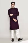 Buy_Arihant Rai Sinha_Wine Rayon Cotton Embroidery Chikankari Floral Jaal Kurta With Pant 