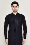 Buy_Arihant Rai Sinha_Blue Rayon, Cotton Sequins Blossom Jaal Chikankari Embroidered Kurta With Pant _Online_at_Aza_Fashions
