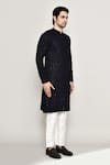 Arihant Rai Sinha_Blue Rayon, Cotton Sequins Blossom Jaal Chikankari Embroidered Kurta With Pant _at_Aza_Fashions