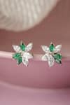 Shop_Fiona Diamonds_Green Marquise And Pear Lab Diamond 14kt White Gold Earrings _at_Aza_Fashions