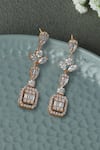 Shop_Fiona Diamonds_Rose Gold Baguette Lab Diamond 14kt Marquise Drop Earrings _at_Aza_Fashions