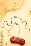 Buy_Shlok Jewels_Blue Gemstones, Pearls Kundan Embellished Lumba And Rakhi Set _at_Aza_Fashions