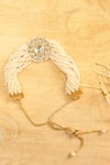 Buy_Shlok Jewels_White Beads, Crystals Kundan Embellished Designer Rakhi _at_Aza_Fashions