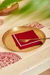 Shop_Inheritance India_Maroon 100% Cotton Plain Napkins - Set Of 6_at_Aza_Fashions