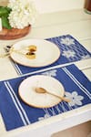 Buy_Inheritance India_Blue 100% Cotton Blossom Block Print Table Mat And Napkin Set _at_Aza_Fashions