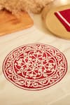 Inheritance India_White 100% Cotton Block Print Mandala Rangoli 4 Pcs Table Mats _at_Aza_Fashions