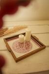 Buy Inheritance India White Glass, Wood, Cotton Block Print Rangoli Tray at Aza Fashions Buy_Inheritance India_White Glass, Wood, Cotton Block Print Rangoli Tray_at_Aza_Fashions