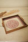 Buy Inheritance India White Glass, Wood, Cotton Block Print Rangoli Tray Online at Aza Fashions Buy_Inheritance India_White Glass, Wood, Cotton Block Print Rangoli Tray_Online_at_Aza_Fashions