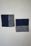 Shop_Inheritance India_Blue 100% Cotton Wave Block Print 6 Pcs Coasters _at_Aza_Fashions