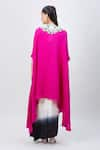 Shop_MINAXI DADOO_Pink China Dupion Embellished V Neck Cape And Shaded Skirt Set _at_Aza_Fashions