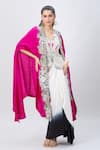 Buy_MINAXI DADOO_Pink China Dupion Embellished V Neck Cape And Shaded Skirt Set _Online_at_Aza_Fashions