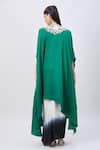 Shop_MINAXI DADOO_Green China Dupion Embellished V Neck Cape And Shaded Draped Skirt Set _at_Aza_Fashions