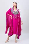 Buy_MINAXI DADOO_Pink Dupion Silk Embellished Tassel U Neck Tunic And Cape _at_Aza_Fashions