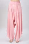 MINAXI DADOO_Pink Silk Embellished Tassels Round Hankey Cape And Flared Pant Set _Online_at_Aza_Fashions