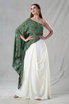 Buy_Suave_Green Crepe Printed Floral Asymmetric Pattern Tunic With Skirt _at_Aza_Fashions