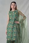 Suave_Green Kurta Dola Silk Embroidery Floral Round Pattern Sharara Set _at_Aza_Fashions