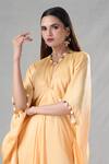 Shop_Suave_Yellow Pant Crepe Shell Round Detailed Draped Kaftan With _Online_at_Aza_Fashions