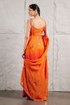 Shop_KIRAN KALSI_Orange Kurta And Palazzo Organza Satin Hand Embroidery Mirror Round Ombre Set _at_Aza_Fashions