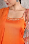 Buy_KIRAN KALSI_Orange Kurta And Palazzo Organza Satin Hand Embroidery Mirror Round Ombre Set _Online_at_Aza_Fashions