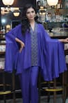 Buy_Myra Clothing Line_Purple Crepe Embellished Bead V-neck Geometric Tunic With Pant _at_Aza_Fashions