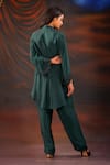 Shop_Myra Clothing Line_Green Crepe Embellished Bead Mandarin Collar Scallop High-low Shirt With Pant _at_Aza_Fashions