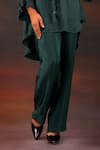 Myra Clothing Line_Green Crepe Embellished Bead Mandarin Collar Scallop High-low Shirt With Pant _at_Aza_Fashions