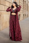 Buy_Essay by Sumedha Agrawal_Black Shantoon Hand Embroidered Mirror Work Blouse Pant Set With Jacket _at_Aza_Fashions