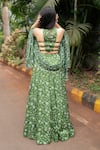 Shop_Essay by Sumedha Agrawal_Green Organza Satin Hand Embroidered Pearls Floral Print Lehenga Blouse Set _at_Aza_Fashions